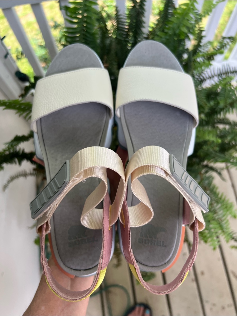 Sorel Women's Cream and Pink Adjustable Strap Sandals - Picture 2 of 8